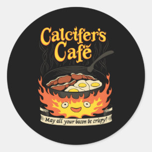 Calcifer's Cafe kan al je spek eieren krokant zijn Ronde Sticker