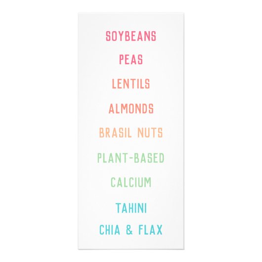 Calciumbronnen op basis van plant Vegan Nutrition Reclamekaart (Voorkant)