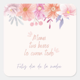 Calcomanía floral delicada día de la madre vierkante sticker