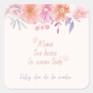 Calcomanía floral delicada día de la madre vierkante sticker