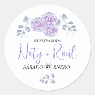 Calcomanía Floral en Tonos Lilas Ronde Sticker