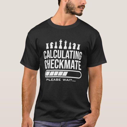 Calculating Checkmate Please Wait Mens Kids Funny T-shirt (Voorkant)