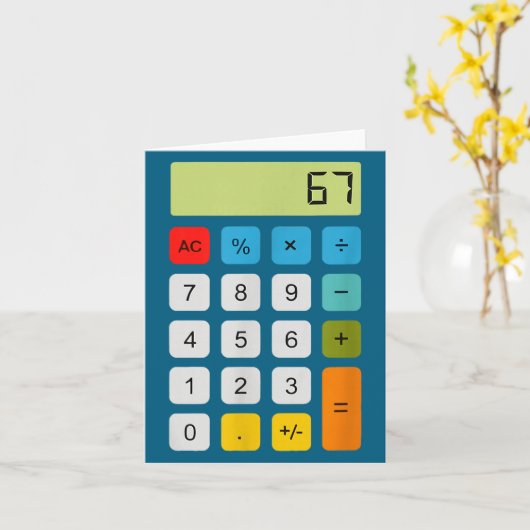Calculator 67 Six Seven Funny Math Meme  Kaart (Gele Bloem)