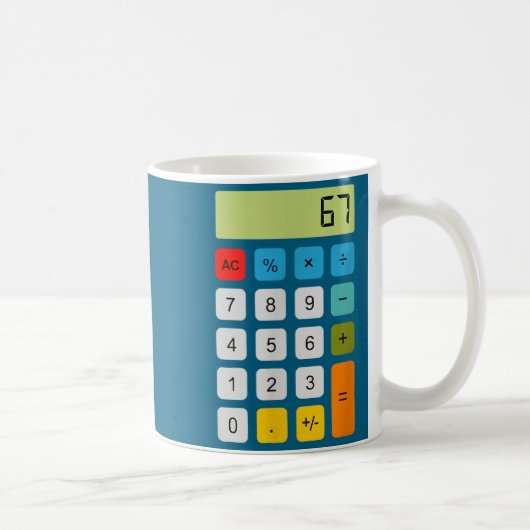 Calculator 67 Six Seven Funny Math Meme  Koffiemok (Rechts)