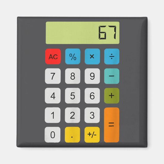 Calculator 67 Six Seven Funny Math Meme Magneet (Voorkant)