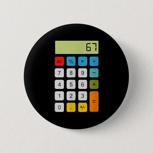 Calculator 67 Six Seven Funny Math Meme Ronde Button 5,7 Cm (Voorkant)