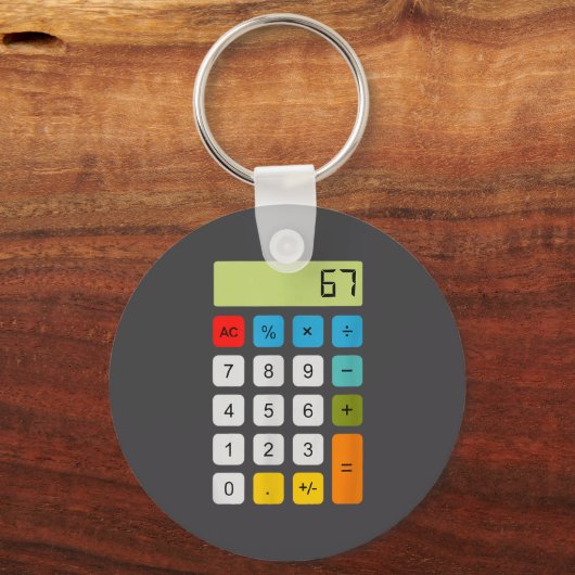 Calculator 67 Six Seven Funny Math Meme  Sleutelhanger (Voorkant)