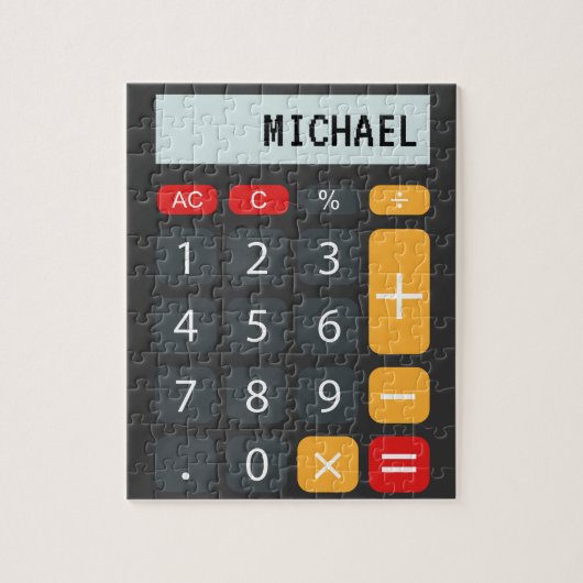 Calculator gepersonaliseerde naam legpuzzel (Verticaal)