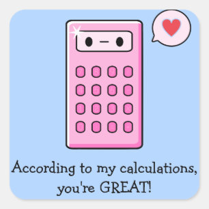 Calculator Love Vierkante Sticker