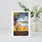 Calcutta, India Restored Vintage Travel Poster Briefkaart (Staand voorkant)