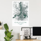 Calcutta/Kolkata Map Poster| West Bengal | India Poster (Thuiskantoor)