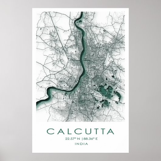 Calcutta/Kolkata Map Poster| West Bengal | India Poster (Voorkant)