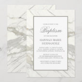 Calcutta Marble Elegant Baptism Invitation Kaart (Voorkant / Achterkant)