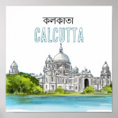 Calcutta "Victoria Memorial" Kolkata Bengali Poster (Voorkant)
