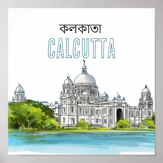 Calcutta "Victoria Memorial" Kolkata Bengali Poster (Voorkant)