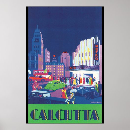 Calcutta Vintage Travel Poster (Voorkant)