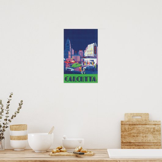 Calcutta Vintage Travel Poster (Keuken)