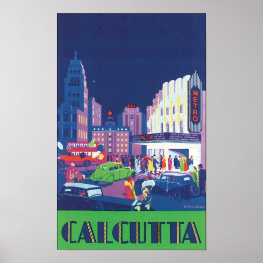 Calcutta Vintage Travel Poster (Voorkant)