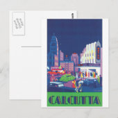 Calcutta Vintage Travel Poster Briefkaart (Voorkant / Achterkant)