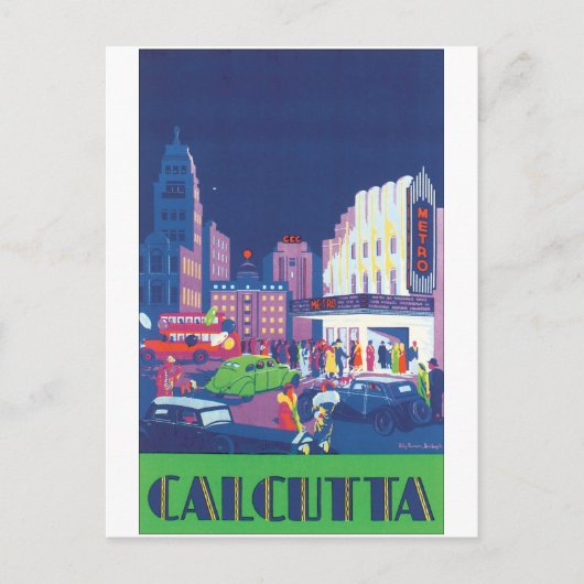 Calcutta Vintage Travel Poster Briefkaart (Voorkant)