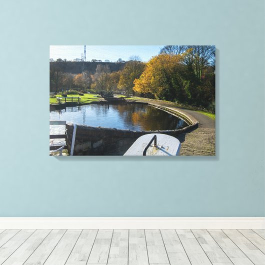 Calder and Hebble Navigation: Salterhebble-sluizen Canvas Afdruk (Insitu (Houten vloer))