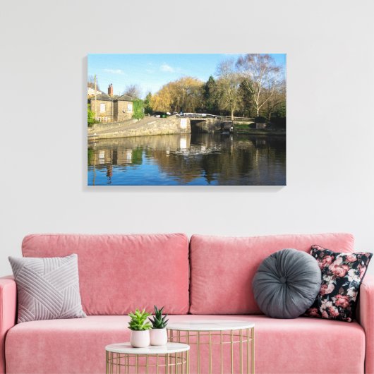 Calder en Hebble Navigation: Salterhebble-sluizen Canvas Afdruk (Insitu (Woonkamer))
