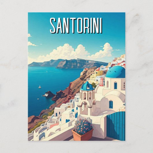 Caldera Uitzicht Santorini Griekenland Cycladen Re Briefkaart (Voorkant)