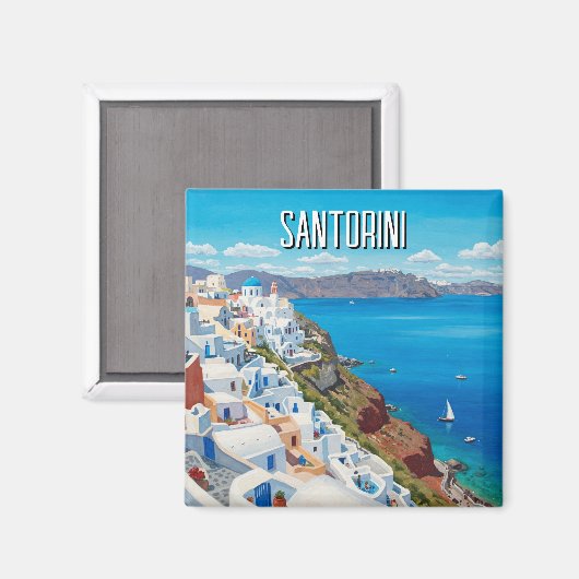 Caldera Uitzicht Santorini Griekenland Cycladen Re Magneet (Voorkant / Achterkant)