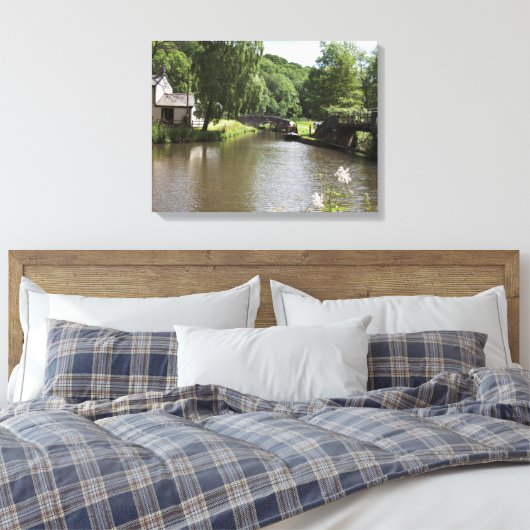 Caldon Canal Consall Staffordshire Canvas Afdruk (Insitu (Slaapkamer))