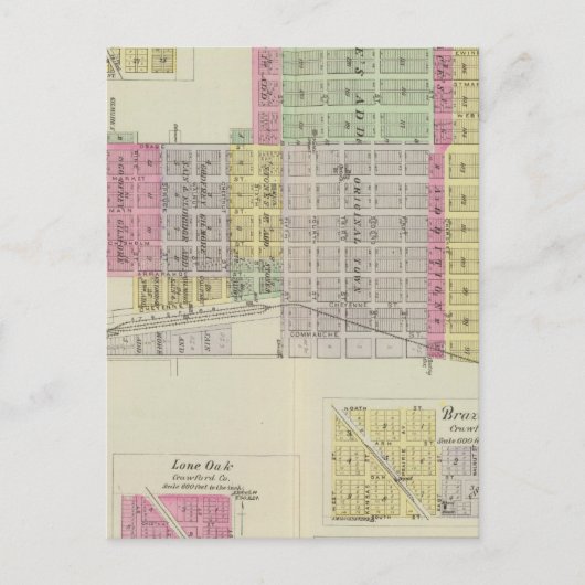 Caldwell, Cherokee, Opolis en McCune, Kansas Briefkaart (Voorkant)