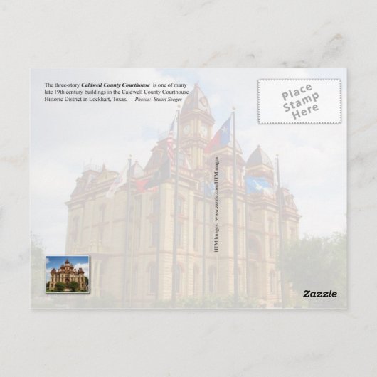 Caldwell County Courthouse, Lockhart, Texas Briefkaart (Achterkant)