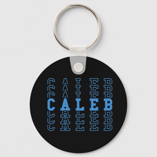 Caleb Blue Custom Boy Name Button Sleutelhanger (Voorkant)