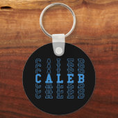 Caleb Blue Custom Boy Name Button Sleutelhanger (Voorkant)