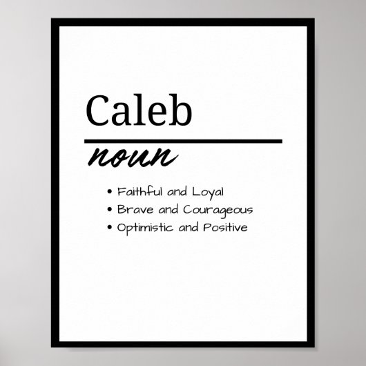 Caleb, Boy Personalized Name Definition Poster (Voorkant)