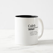 Caleb, Boy Personalized Name Definition Tweekleurige Koffiemok (Voorkant rechts)