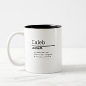 Caleb, Boy Personalized Name Definition Tweekleurige Koffiemok (Links)