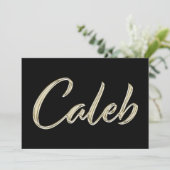 Caleb Name white gold Handwriting Karte Kaart (Staand voorkant)