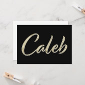 Caleb Name white gold Handwriting Karte Kaart (Voorkant / Achterkant in situ)