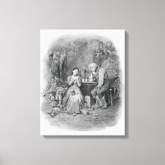 Caleb Plummer en zijn blinde dochter uit 'Charle' Canvas Afdruk (Voorkant)