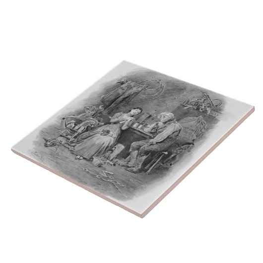 Caleb Plummer en zijn blinde dochter uit 'Charle' Tegeltje (Zijkant)