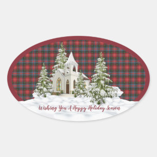 Caledonia Modern Original Scottish Tartan Ovale Sticker