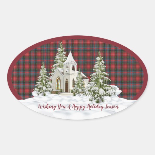 Caledonia Modern Original Scottish Tartan Ovale Sticker (Voorkant)