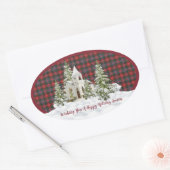 Caledonia Modern Original Scottish Tartan Ovale Sticker (Envelop)
