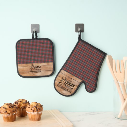 Caledonia Modern Original Scottish Tartan Ovenwant & Pannenlap Set (Insitu(Ophanging))