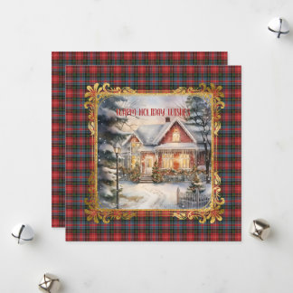 Caledonia  Modern Scottish Tartan Christmas  Feestdagenkaart