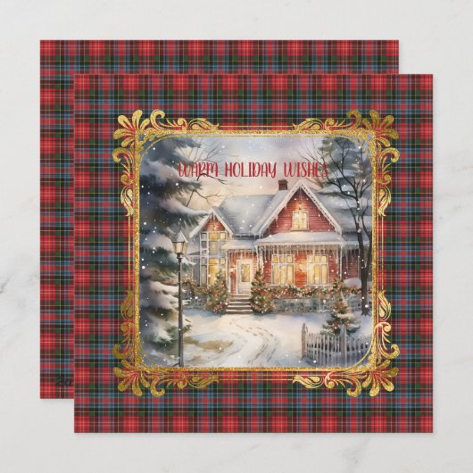 Caledonia  Modern Scottish Tartan Christmas  Feestdagenkaart (Voorkant / Achterkant)