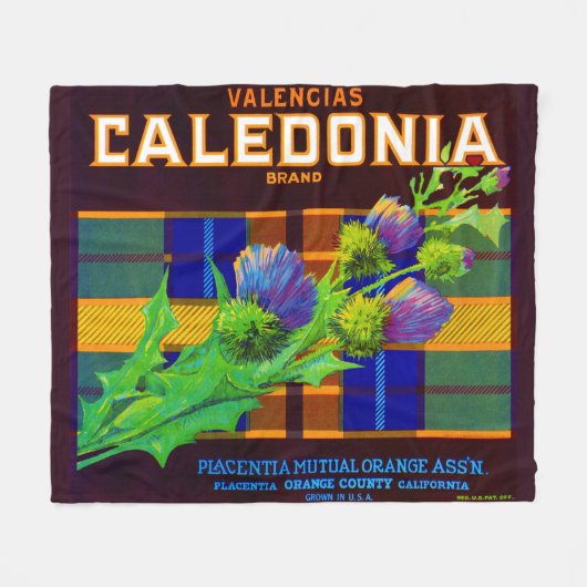 Caledonia oranje crate label uit de jaren dertig fleece deken (Voorkant (Horizontaal))