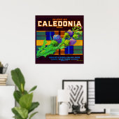 Caledonia oranje crate label uit de jaren dertig poster (Thuiskantoor)