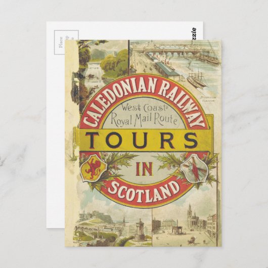 Caledonische spoorweg. Tours in Schotland. Briefkaart (Voorkant / Achterkant)