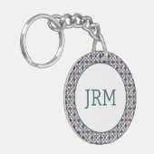 Caleidoscoop geometrisch patroon roze sleutelhanger (Voorkant Links)